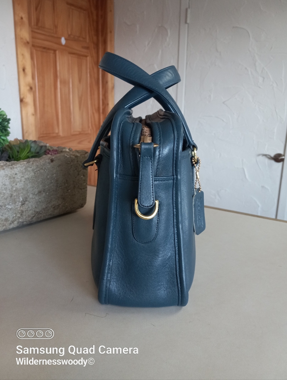 Coach Vintage Skinny Flight Bag, 1980s, NYC, Ocean Blue, Medium Color Blue - Picture 13 of 16